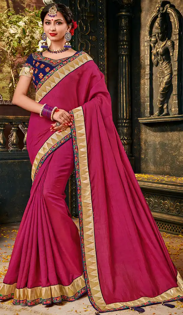 Pink Color Silk Embroidery Party Wear Plus Size Sari Blouse