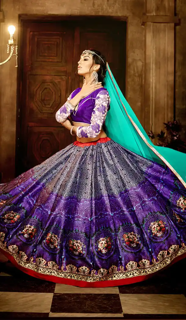 Purple Color Banglori Silk Fancy Party Wear Lehenga Choli - 466257446