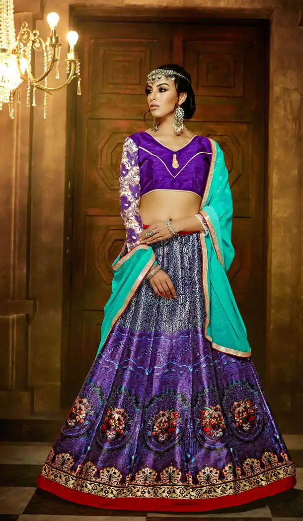 Purple Color Banglori Silk Fancy Party Wear Lehenga Choli - 466257446