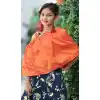 Orange And Blue Color Silk Party Wear Crop Top Readymade Kid Girl Gown