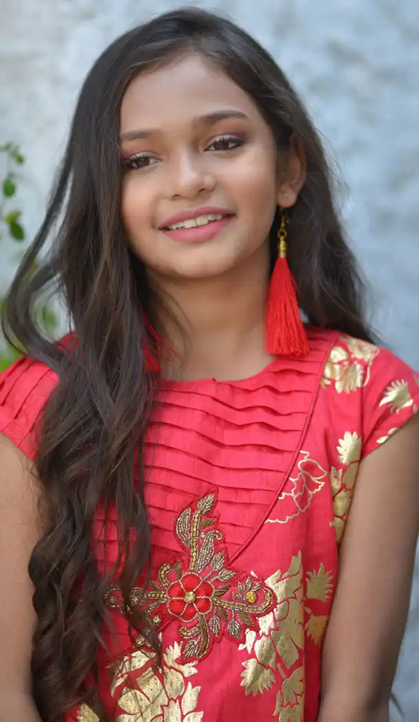 Red Color Silk Party Wear Crop Top Readymade Kid Girl Gown - 466457460