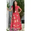 Red Color Silk Party Wear Crop Top Readymade Kid Girl Gown