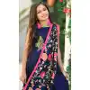 Navy Blue Color Silk Party Wear Crop Top Readymade Kid Girl Gown