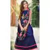 Navy Blue Color Silk Party Wear Crop Top Readymade Kid Girl Gown