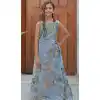 Grey Color Organza Party Wear Crop Top Readymade Kid Girl Gown