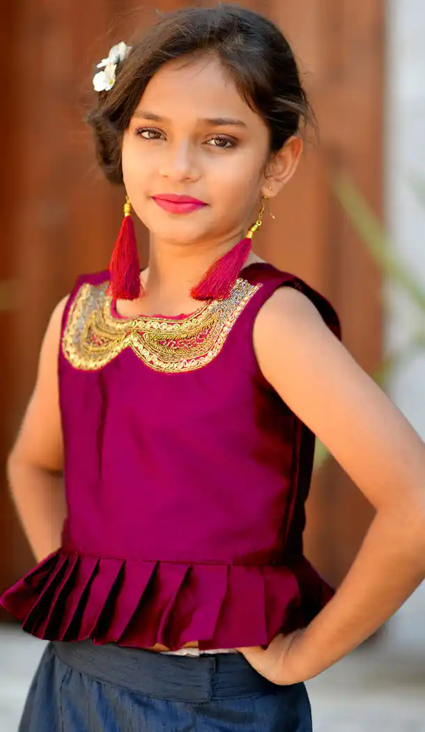 Deep Pink Color Silk Party Wear Readymade Kid Girl Lehenga Choli - 468557668