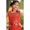Red Color Tafetta Silk Party Wear Crop Top Readymade Kid Girl Gown