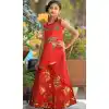 Red Color Tafetta Silk Party Wear Crop Top Readymade Kid Girl Gown