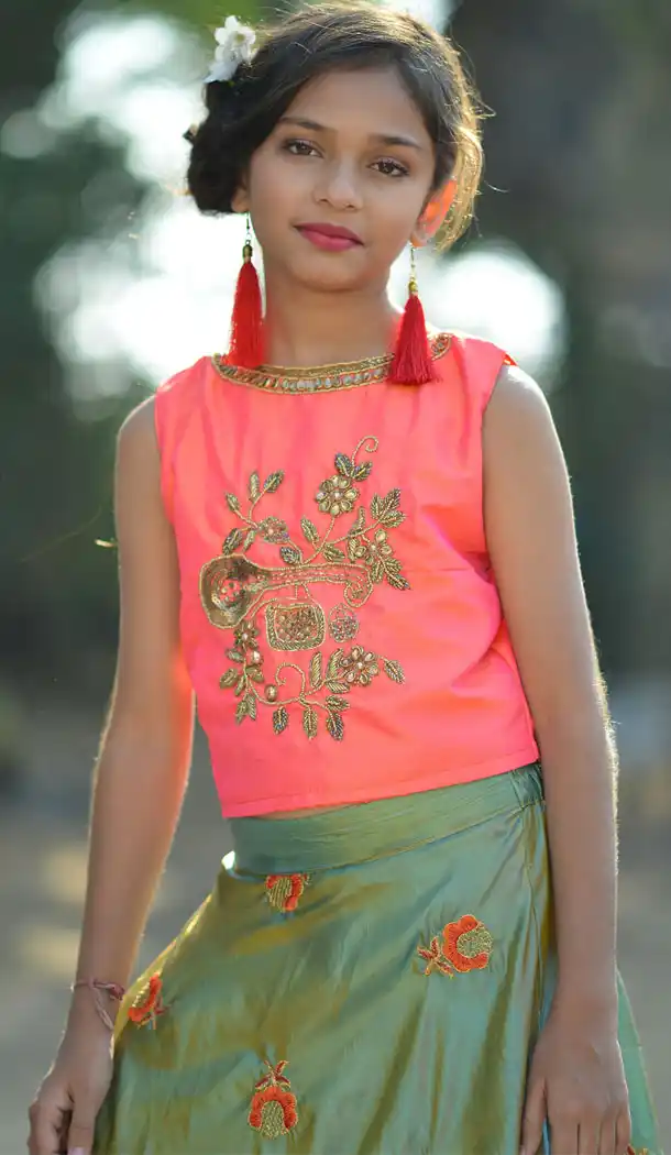 Light Pink Color Silk Party Wear Readymade Kid Girl Lehenga Choli - 468557671