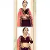 Wine Color Satin Silk Designer Wear Plus Size Lehenga Choli