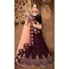 Wine Color Satin Silk Designer Wear Plus Size Lehenga Choli