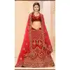 Red Color Satin Silk Designer Wear Plus Size Lehenga Choli
