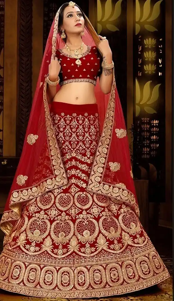 Maroon Color Satin Silk Designer Wear Plus Size Lehenga Choli - 464157199