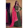 Forest Green Color Hevy Reyon Eid Wear Pakitani Long Gown Suit