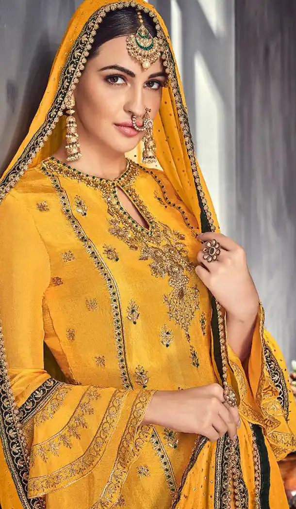 Yellow Color Foux Georgette Eid Special Sharara Salwar Suit - 465657316