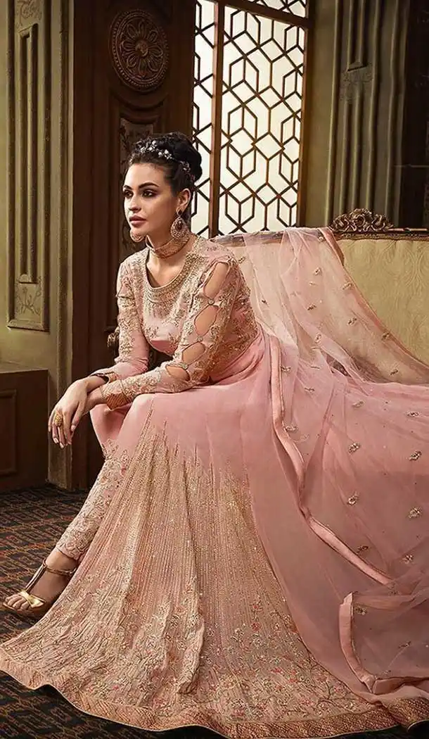 Light Pink Color Georgette Eid Special Pakitani Salwar Kameez - 471258037