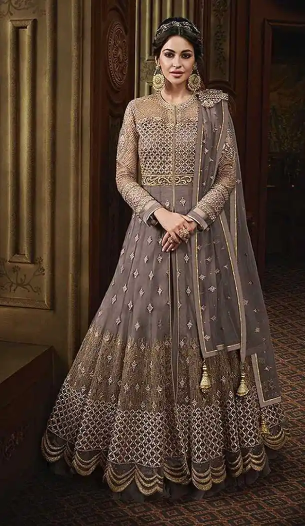 Tan Color Net Eid Special Pakitani Salwar Kameez - 471258045