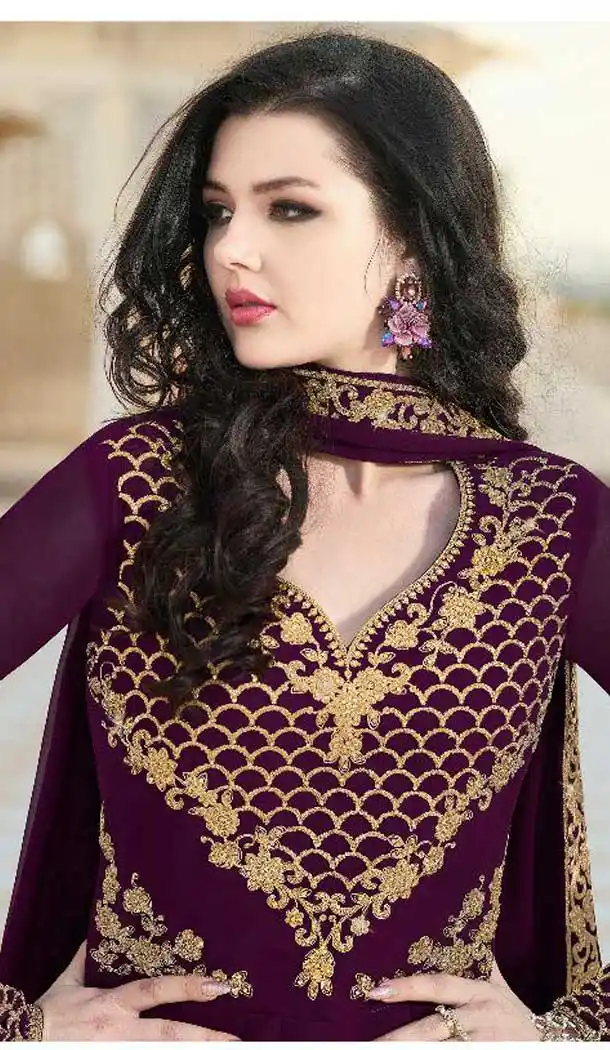 Purple Color Bloom Georgette Eid Wear Anarkali Salwar Kameez - 471758083