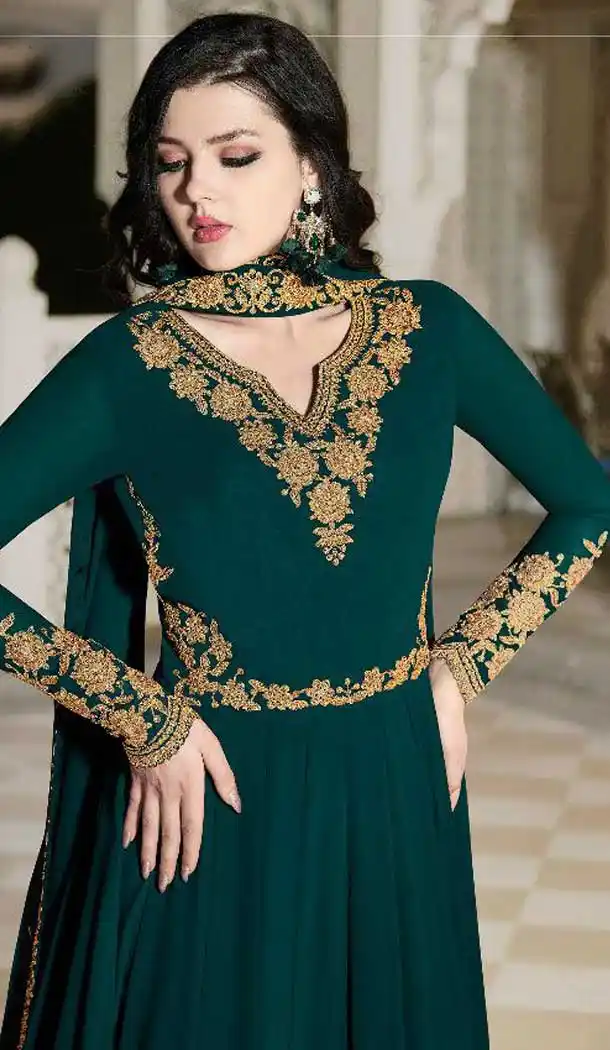 Sea Green Color Bloom Georgette Eid Wear Anarkali Salwar Kameez - 471758084