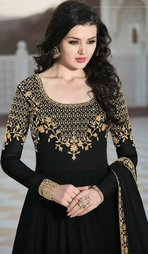 Black Color Bloom Georgette Eid Wear Anarkali Salwar Kameez - 471758087