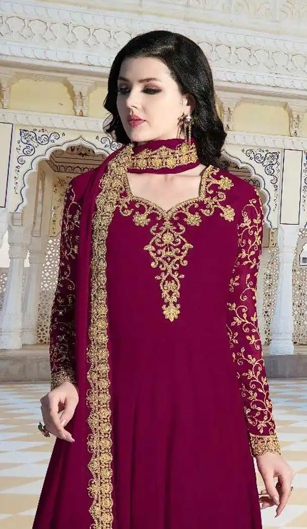 Magenta Color Bloom Georgette Eid Wear Anarkali Salwar Kameez - 471758088