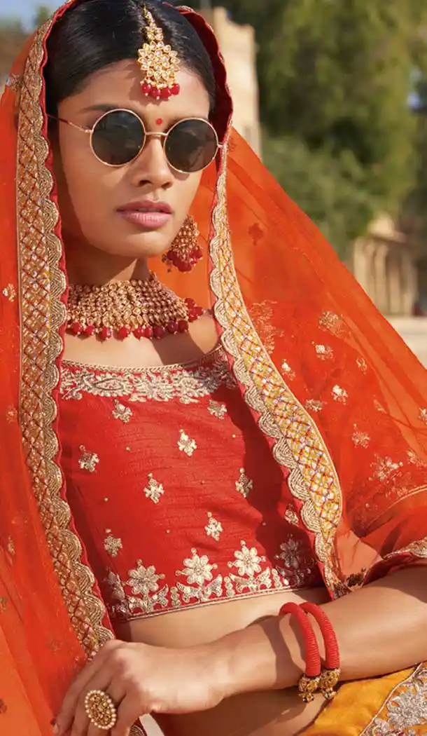 Red Color Silk Heavy Bridal Weadding Wear Lehenga Choli - 475558448