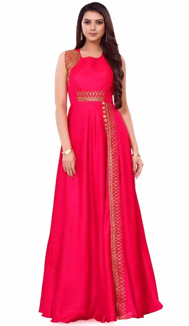 Pink Color Net Designer Readymade Gown Suit - 475858470