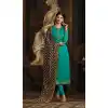 Aqua Green Color Satin Georgette Casual Wear Salwar Kameez