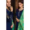 Navy Blue Color Satin Georgette Casual Wear Salwar Kameez