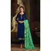 Navy Blue Color Satin Georgette Casual Wear Salwar Kameez