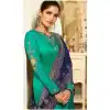 Aqua Green Color Satin Georgette Evening Wear Salwar Kameez