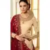 Cream Color Satin Georgette Evening Wear Salwar Kameez