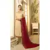 Cream Color Satin Georgette Evening Wear Salwar Kameez