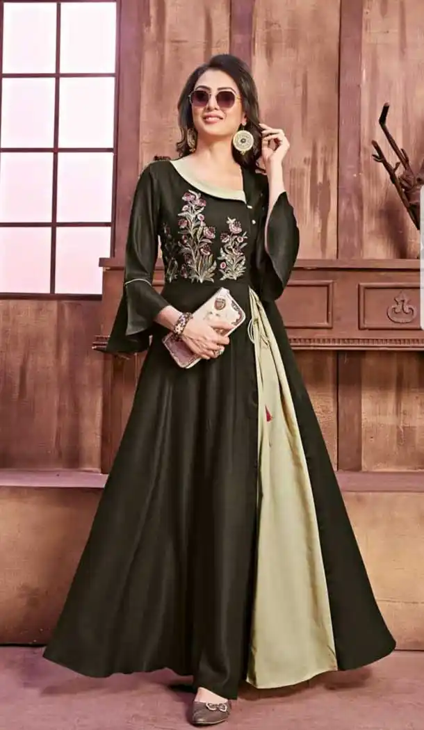 Off White Color Rayon And Slub Designer Logn Readymade Kurti - 476658540