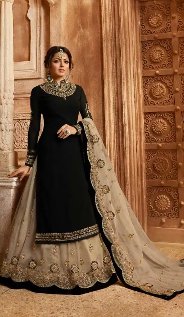 TV Actress Drashti Dhami Black Color Salwar Kameez -472858183