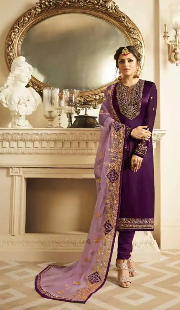 TV Actress Drashti Dhami Purple Color Salwar Kameez -472858185