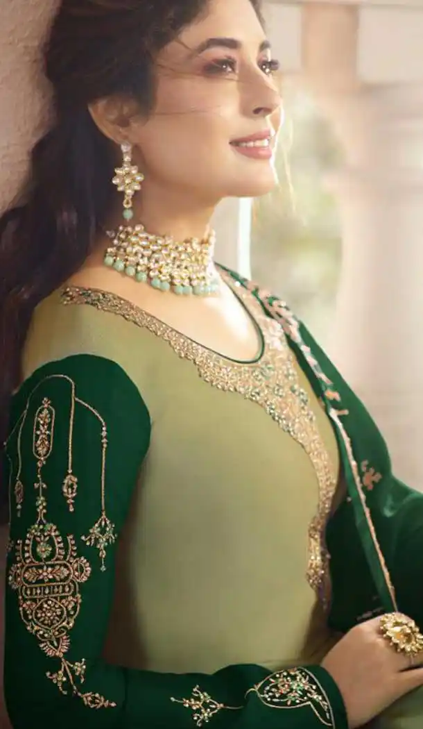 Light Green Color Satin Georgette Party Wear Lehenga Suit - 476958571