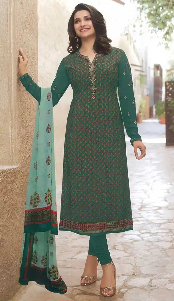 Green Color Royal Crape Casual Wear Salwar Kameez - 477358605
