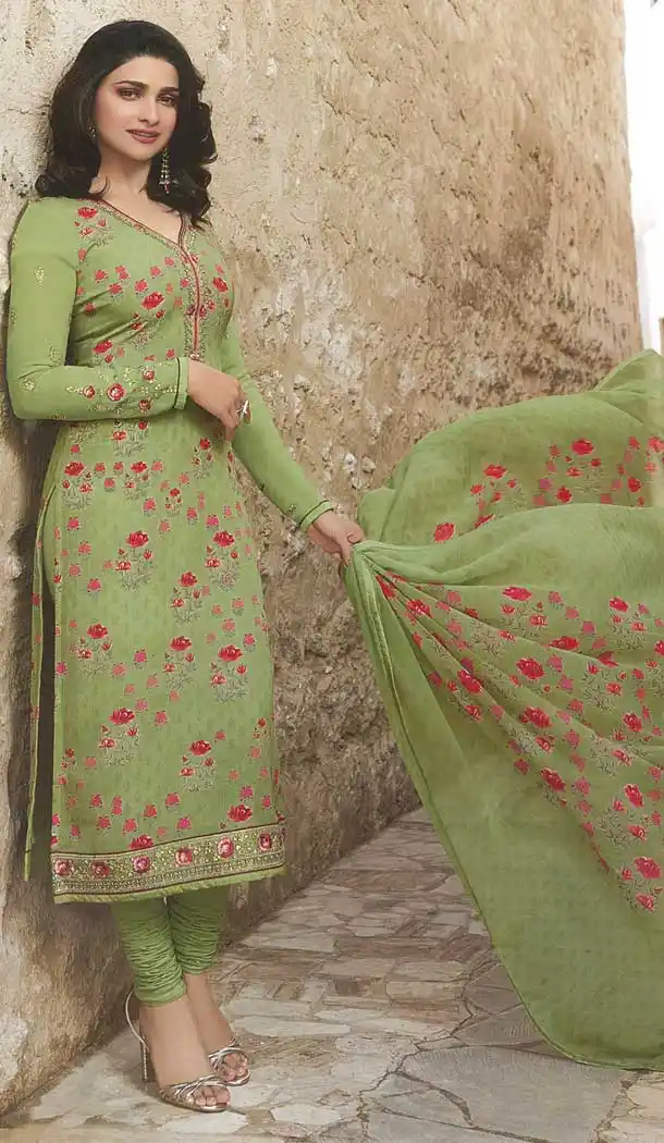 Green Color Royal Crape Casual Wear Salwar Kameez - 477358608