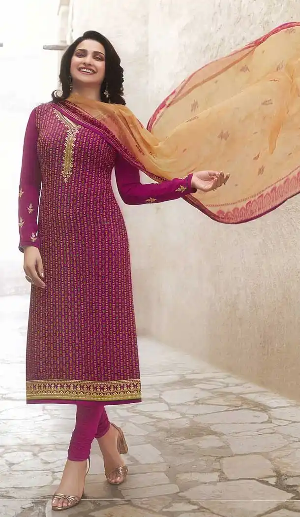 Magenta Color Royal Crape Casual Wear Salwar Kameez - 477358609