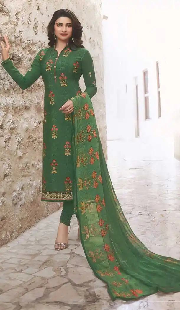 Green Color Royal Crape Casual Wear Salwar Kameez - 477358610