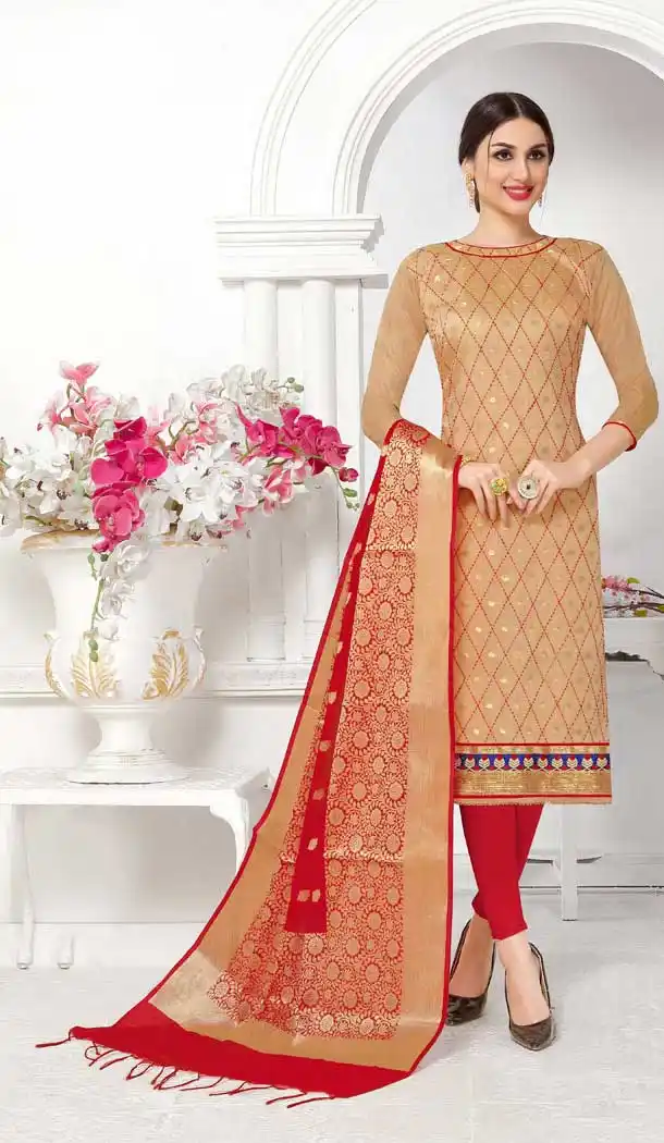 Beige Color Pure Modal Straight Cut Casual Salwar Kameez - 477458611