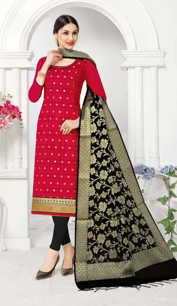 Red Color Pure Modal Straight Cut Casual Salwar Kameez - 477458613