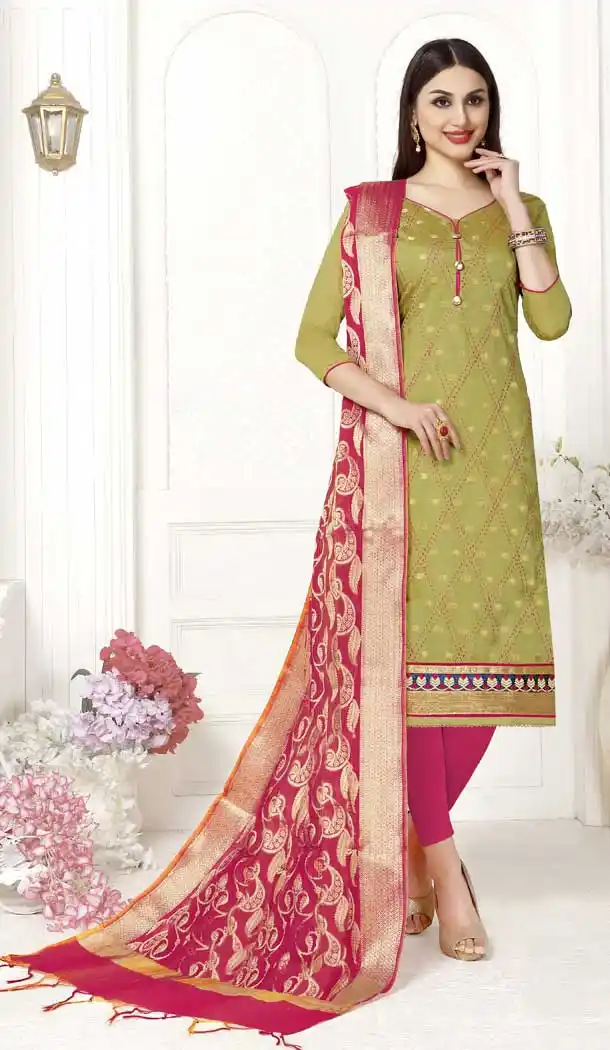 Light Green Color Pure Modal Straight Cut Casual Salwar Kameez - 477458614