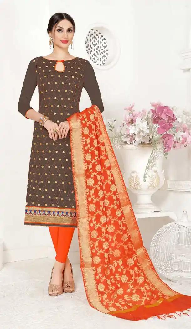Brown Color Pure Modal Straight Cut Casual Salwar Kameez - 477458616