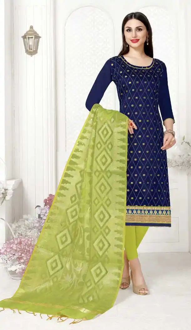 Navy Blue Color Pure Modal Straight Cut Casual Salwar Kameez - 477458617