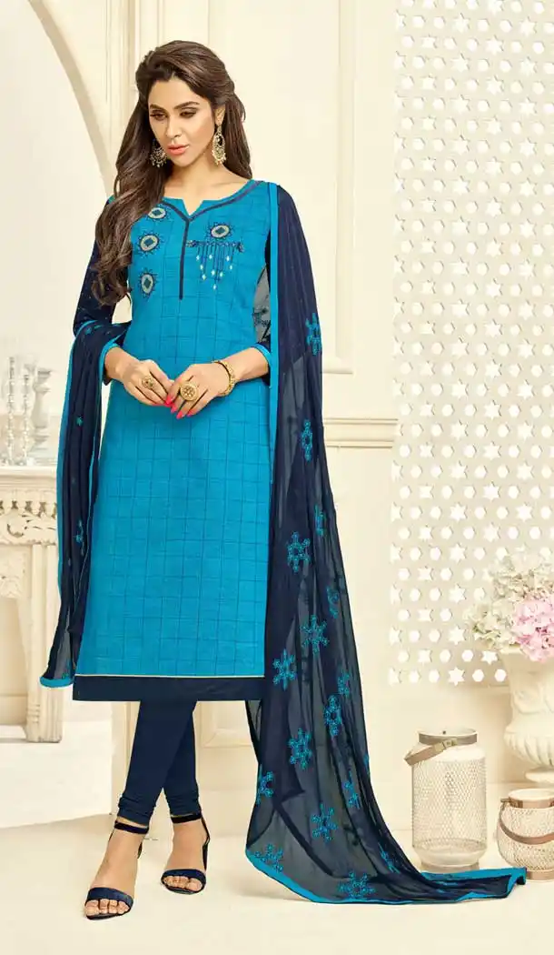 Sky Blue Color South Silk Casual Office Wear Salwar Kameez - 477558624