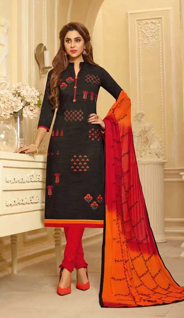 Black Color South Cotton Casual Office Wear Salwar Kameez - 477558638