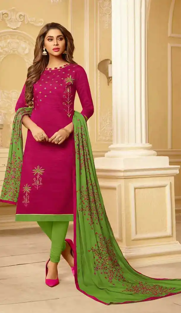 Magenta Color South Cotton Casual Office Wear Salwar Kameez - 477558640