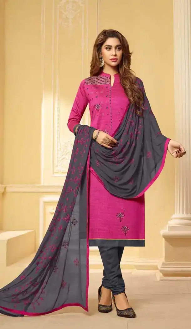 Magenta Pink Color South Cotton Casual Office Wear Salwar Kameez